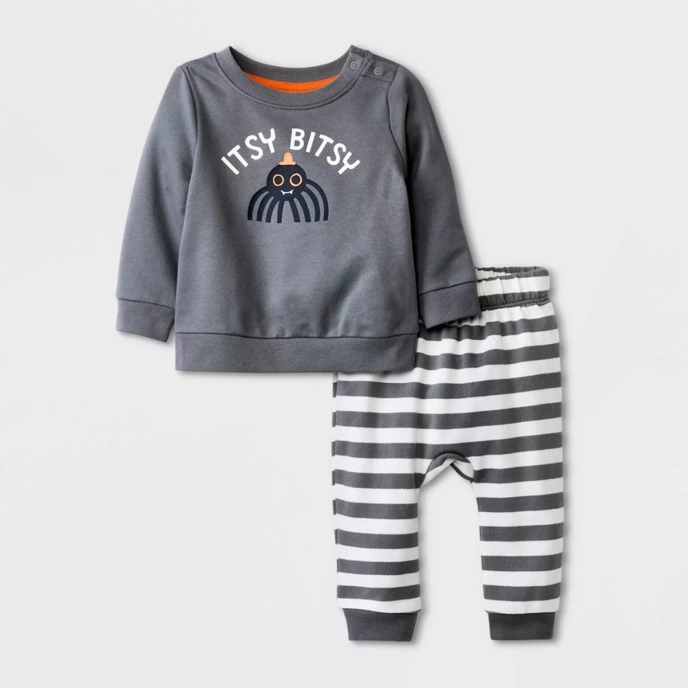 Baby Boys Cat & Jack ITSY BITSY Spider Halloween Outfit Size Newborn 0/3 Mo NWT